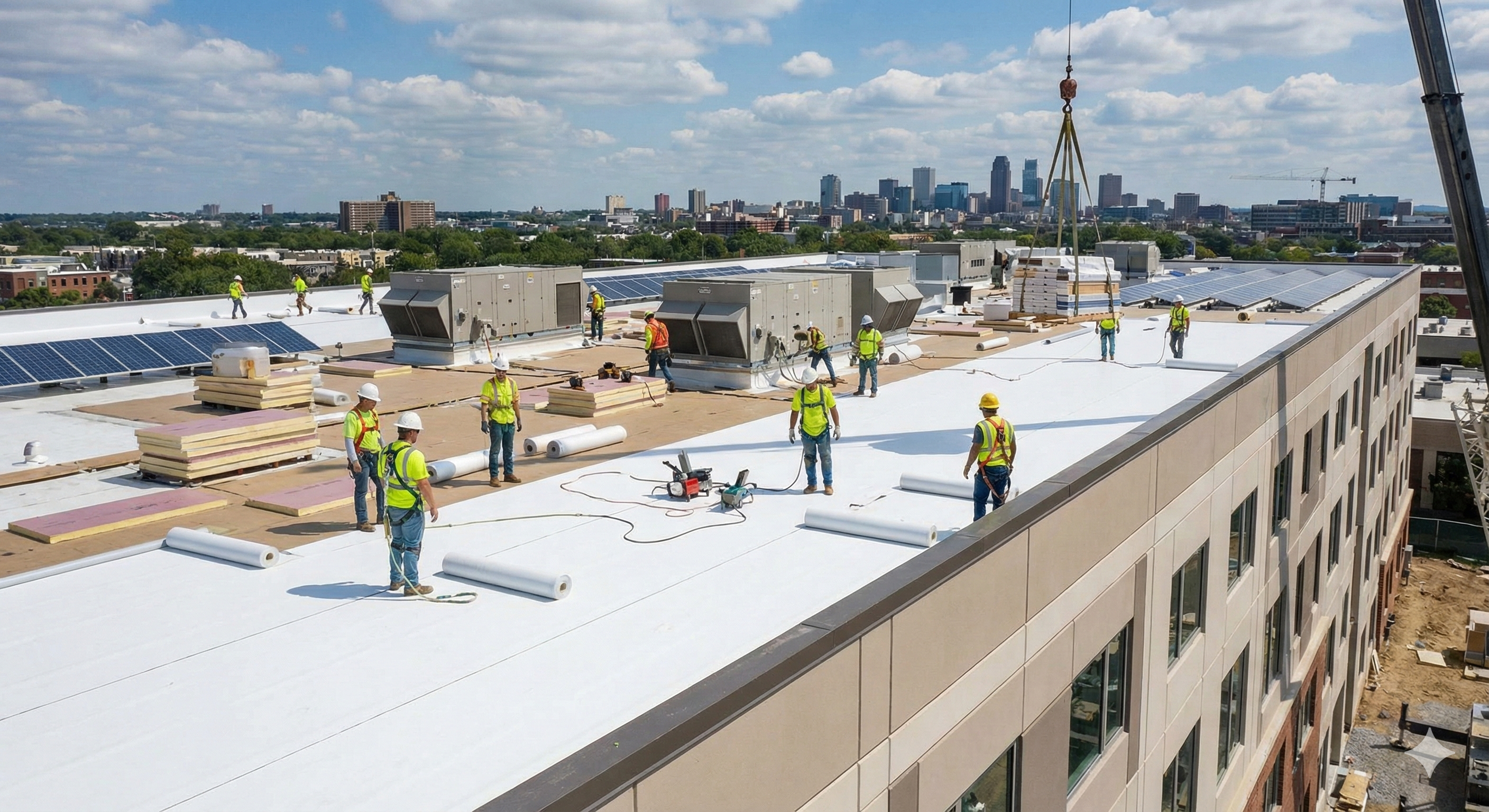 skilled commercial roof installation by LA Roofing Solutions